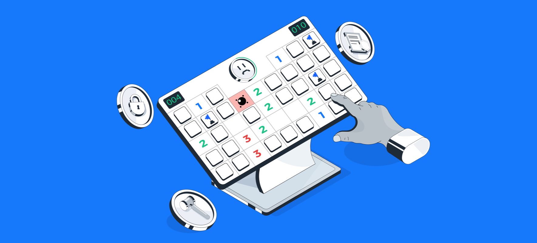 A hand pointing to a touch pad, denoting common pitfalls to avoid while choosing a background screening service provider
