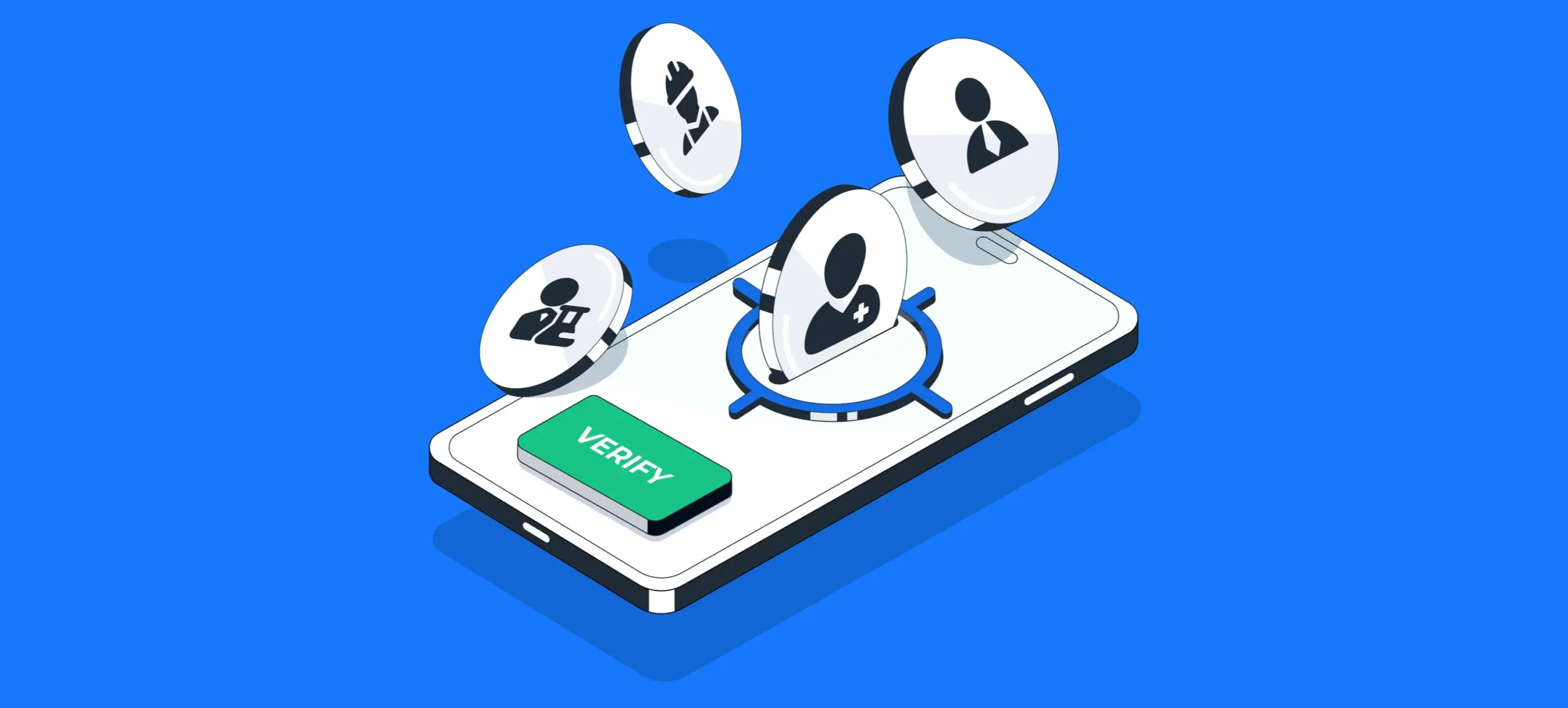 Role-Based Background Checks on a smartphone, showing different industry icons like healthcare and construction being verified.